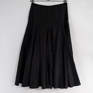 Tape Measure Maxi Skirt Womens 6 Black Gored Flared Taffeta Witchy Elegant Goth